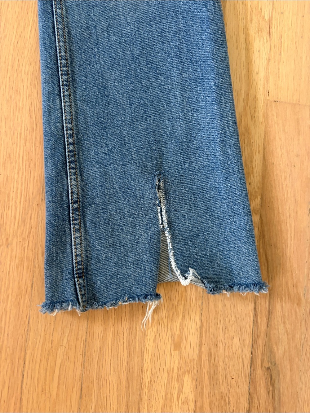 Anine Bing Blue Straight-Leg Jeans with Raw Hem - Picture 2 of 7
